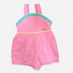 Vintage IZOD Lacoste Kids Romper in Pink with Blue and Yellow Accents